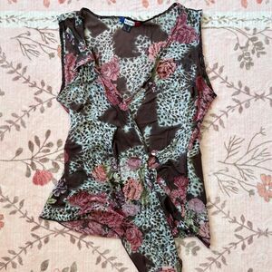 AXARA Women's Leopard Print Sheer Tank